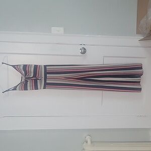 Women's multi-colored plstriped pants romper. Size S. Like new
